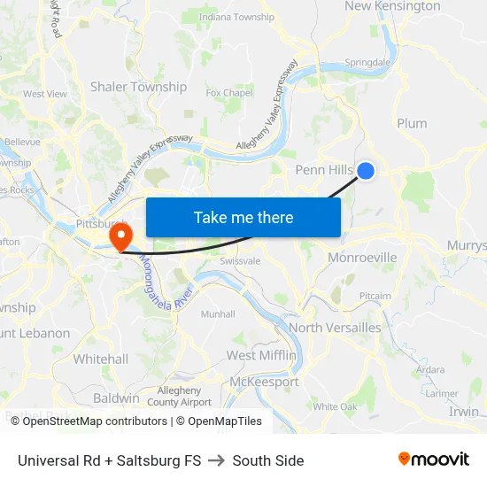 Universal Rd + Saltsburg FS to South Side map