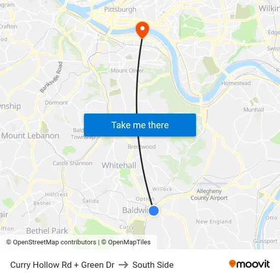 Curry Hollow Rd + Green Dr to South Side map