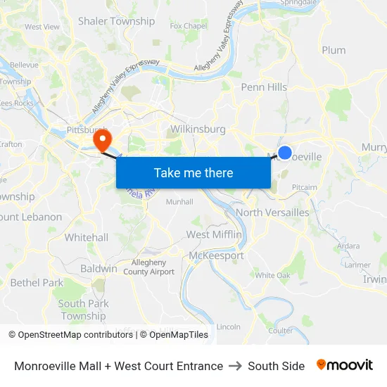 Monroeville Mall + West Court Entrance to South Side map