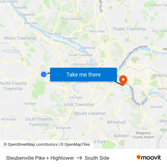 Steubenville Pike + Hightower to South Side map
