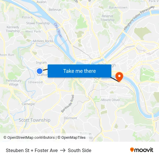 Steuben St + Foster Ave to South Side map
