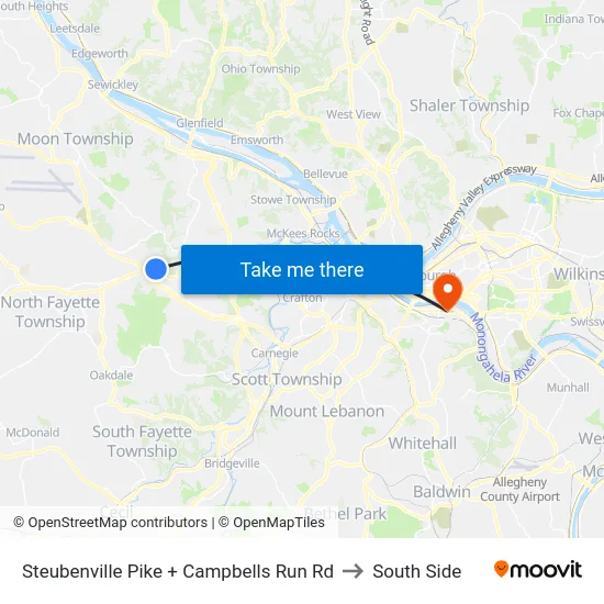 Steubenville Pike + Campbells Run Rd to South Side map