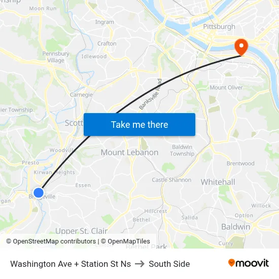 Washington Ave + Station St Ns to South Side map