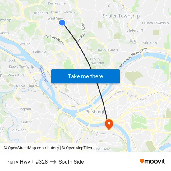 Perry Hwy + #328 to South Side map