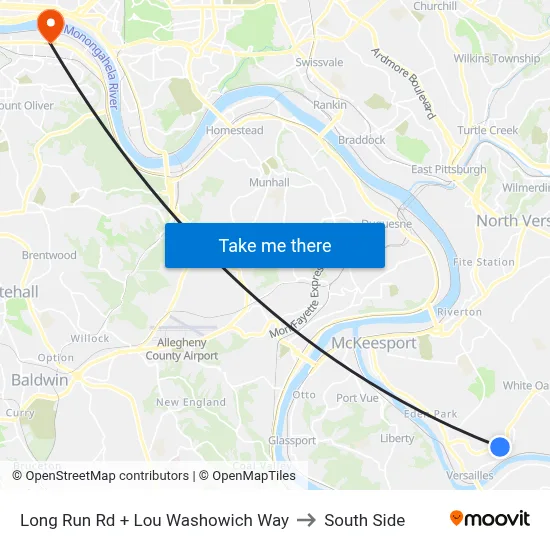 Long Run Rd + Lou Washowich Way to South Side map