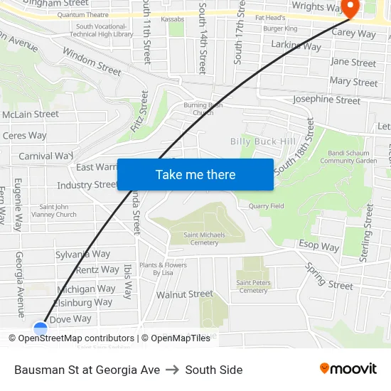 Bausman St at Georgia Ave to South Side map