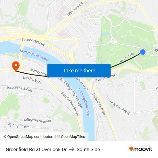 Greenfield Rd at Overlook Dr to South Side map