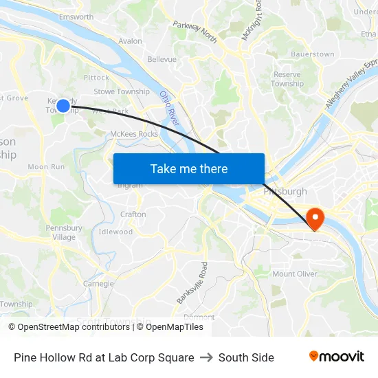 Pine Hollow Rd at Lab Corp Square to South Side map
