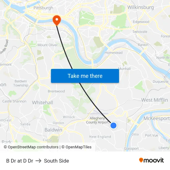 B Dr at D Dr to South Side map