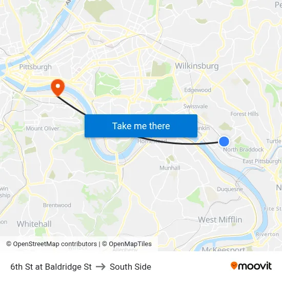 6th St at Baldridge St to South Side map