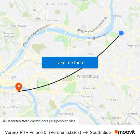 Verona Rd + Pelone Dr (Verona Estates) to South Side map