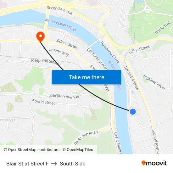 Blair St at Street F to South Side map