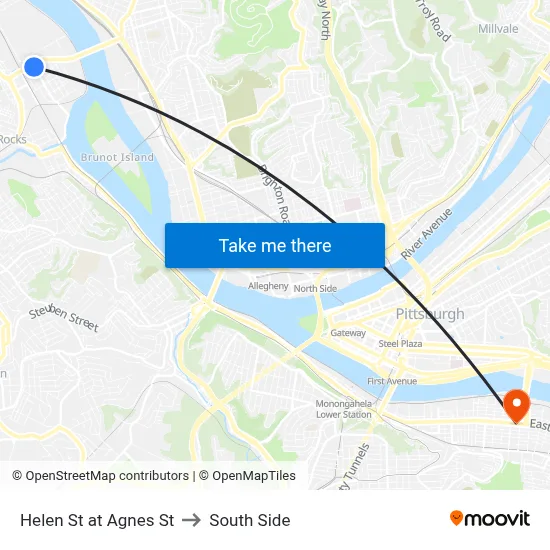 Helen St at Agnes St to South Side map