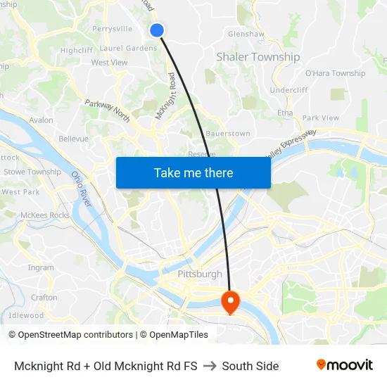 Mcknight Rd + Old Mcknight Rd FS to South Side map