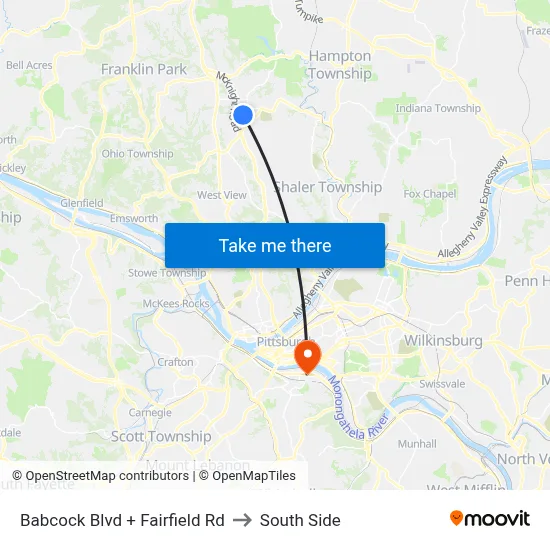 Babcock Blvd + Fairfield Rd to South Side map