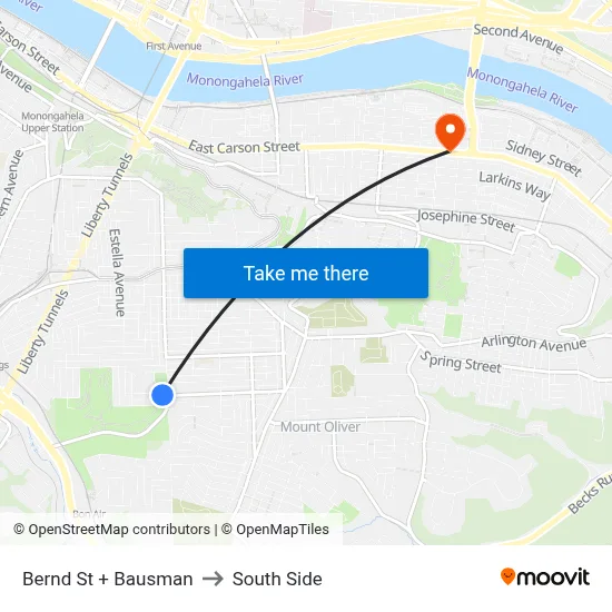 Bernd St + Bausman to South Side map