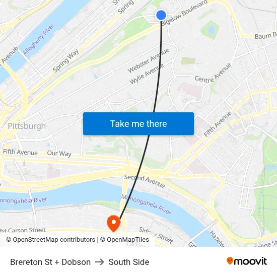Brereton St + Dobson to South Side map