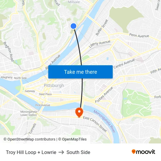 Troy Hill Loop + Lowrie to South Side map