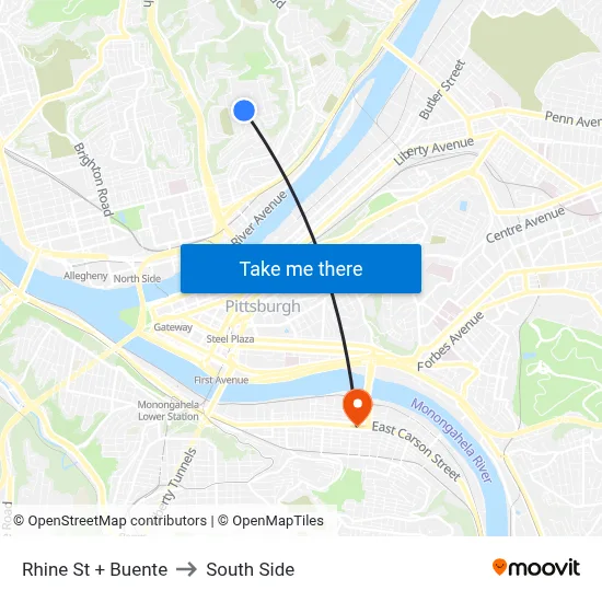 Rhine St + Buente to South Side map