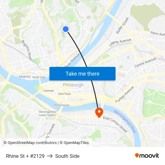 Rhine St + #2129 to South Side map