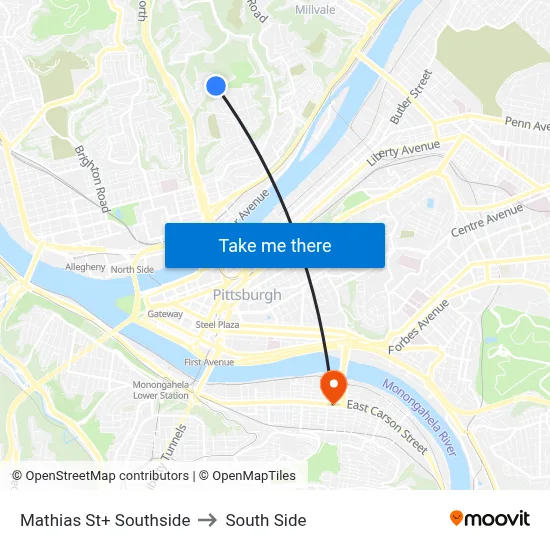 Mathias St+ Southside to South Side map