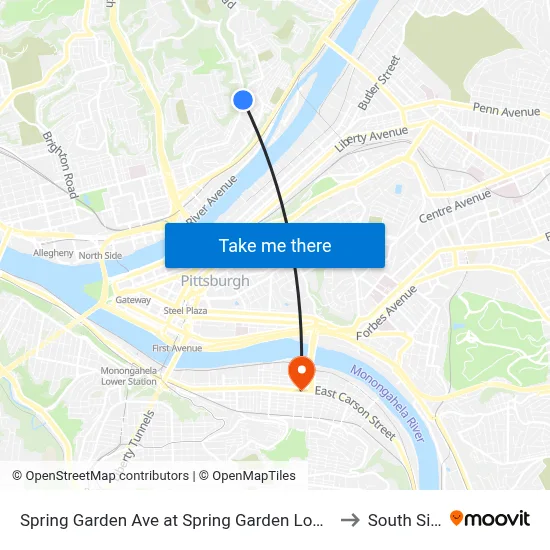 Spring Garden Ave at Spring Garden Loop Pnr to South Side map