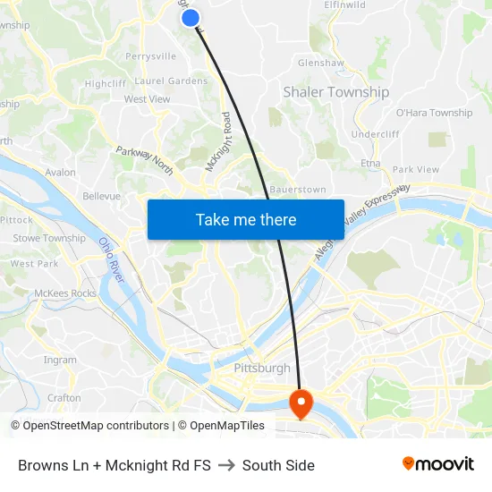 Browns Ln + Mcknight Rd FS to South Side map