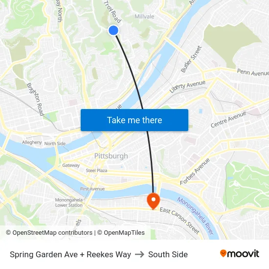 Spring Garden Ave + Reekes Way to South Side map