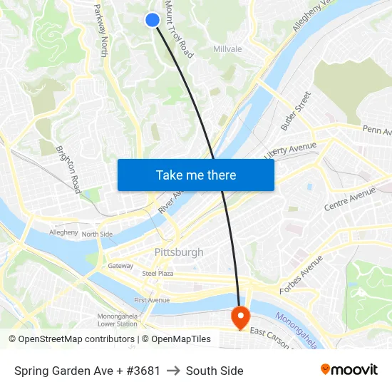 Spring Garden Ave + #3681 to South Side map