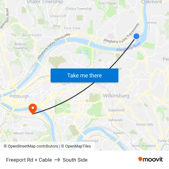 Freeport Rd + Cable to South Side map