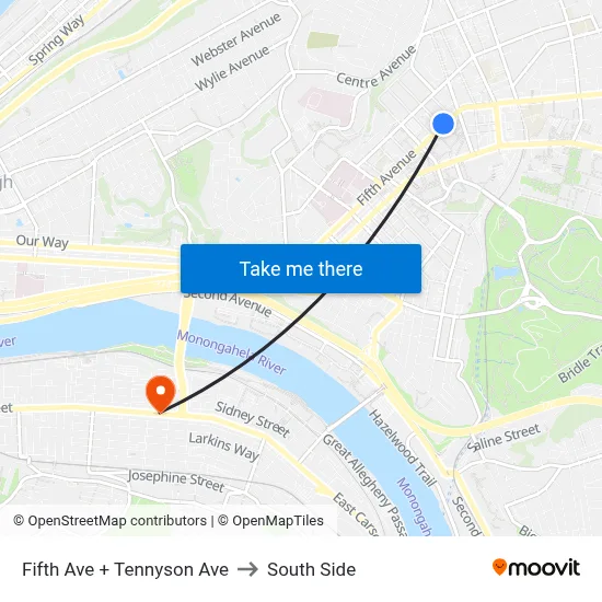 Fifth Ave + Tennyson Ave to South Side map