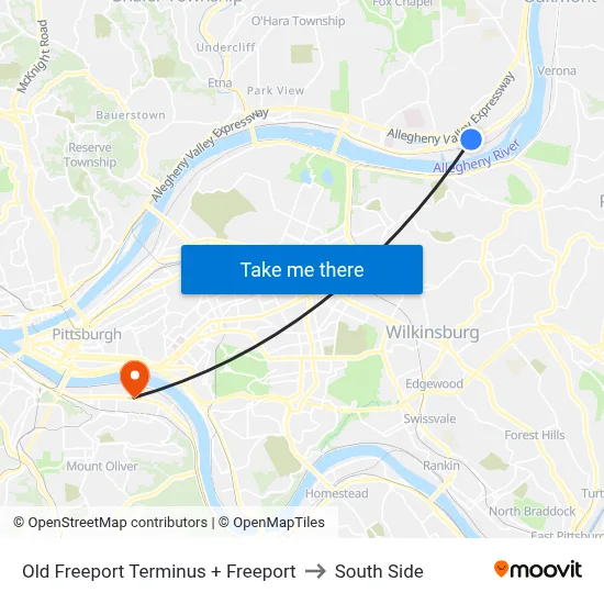 Old Freeport Terminus + Freeport to South Side map