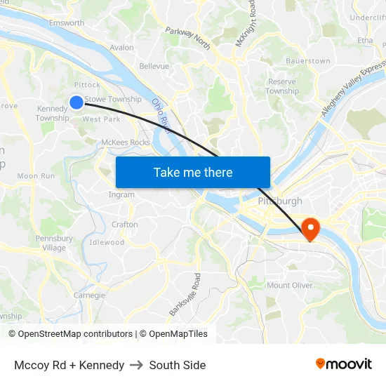 Mccoy Rd + Kennedy to South Side map