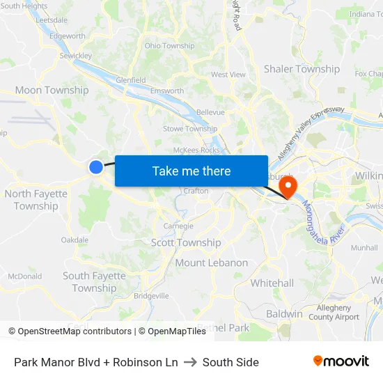 Park Manor Blvd + Robinson Ln to South Side map