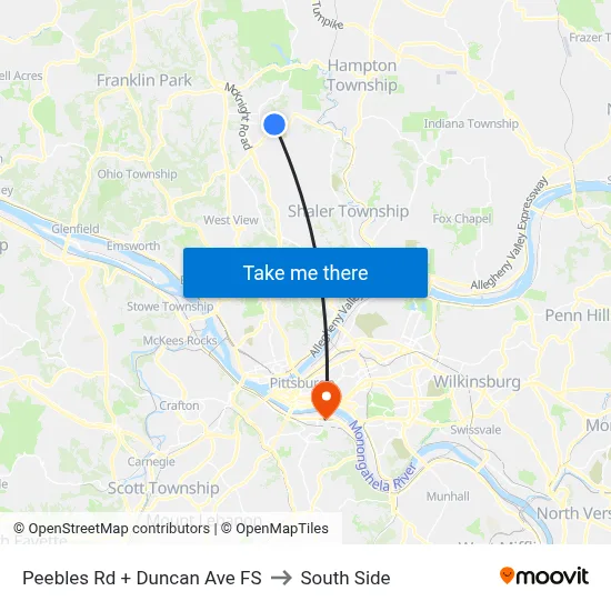Peebles Rd + Duncan Ave FS to South Side map