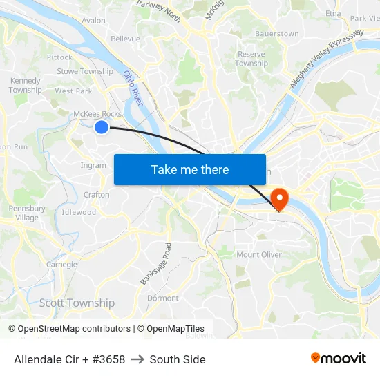 Allendale Cir + #3658 to South Side map