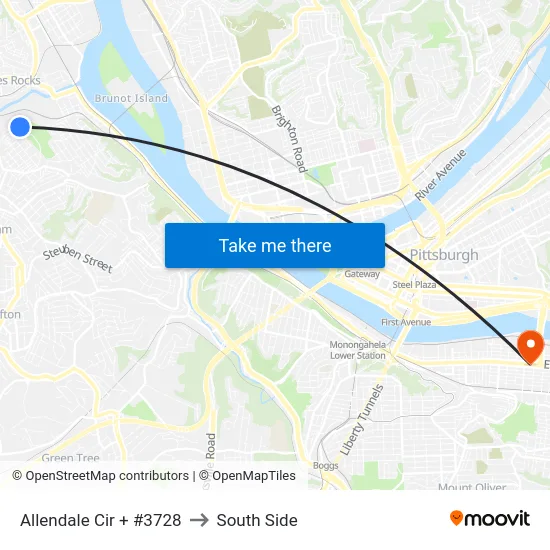 Allendale Cir + #3728 to South Side map