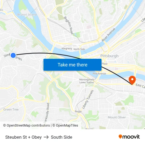 Steuben St + Obey to South Side map
