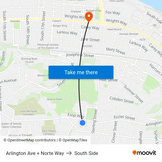 Arlington Ave + Norte Way to South Side map