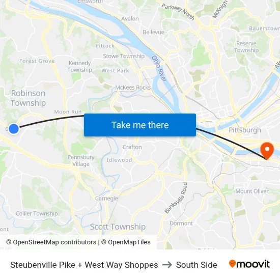 Steubenville Pike + West Way Shoppes to South Side map