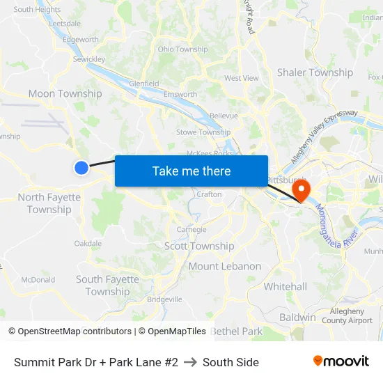 Summit Park Dr + Park Lane #2 to South Side map