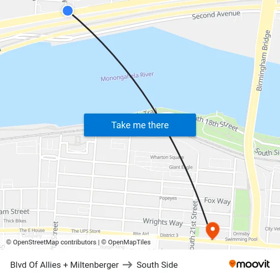 Blvd Of Allies + Miltenberger to South Side map