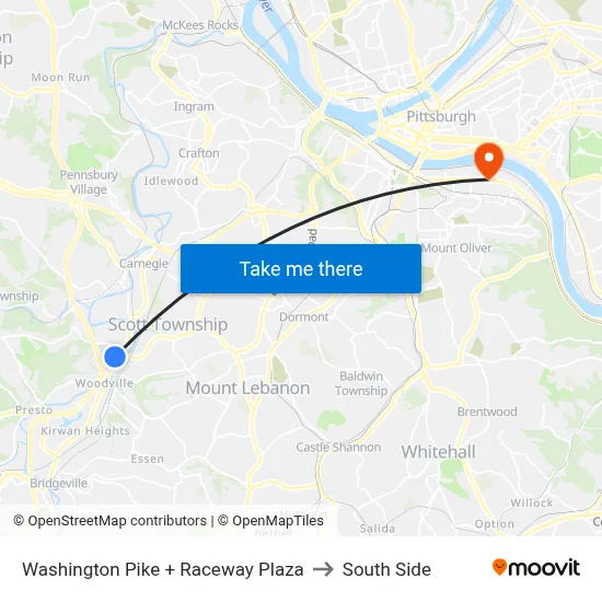 Washington Pike + Raceway Plaza to South Side map