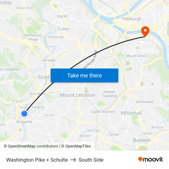 Washington Pike + Schulte to South Side map