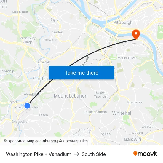 Washington Pike + Vanadium to South Side map