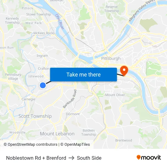 Noblestown Rd + Brenford to South Side map