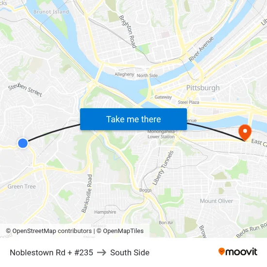 Noblestown Rd + #235 to South Side map