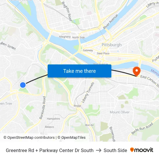 Greentree Rd + Parkway Center Dr South to South Side map