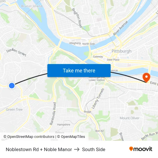 Noblestown Rd + Noble Manor to South Side map