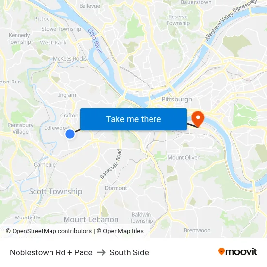 Noblestown Rd + Pace to South Side map